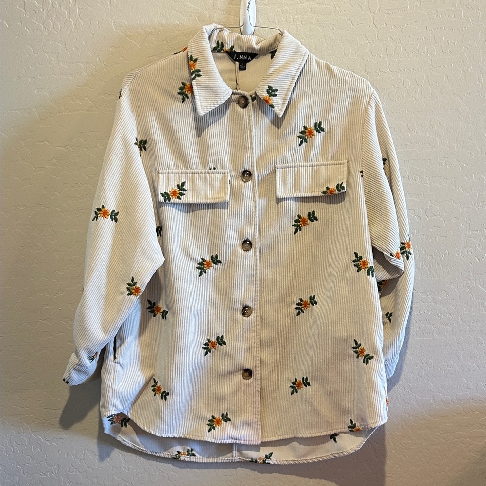 J.NNA Cream Floral Utility Jacket